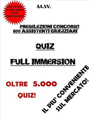 cover image of Preselezioni Concorso 800 ASSISTENTI GIUDIZIARI QUIZ FULL IMMERSION